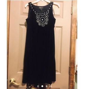 NWTs Y2K Black Velvet Rhinestone Sundial Dress